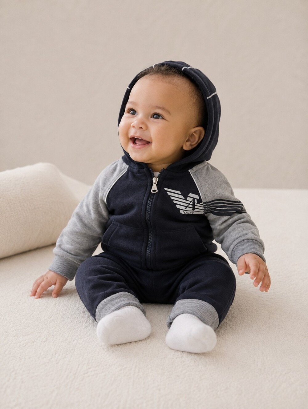 Armani Junior Baby Boys Tracksuit Hoodie Jogger Set 6 Months Designer